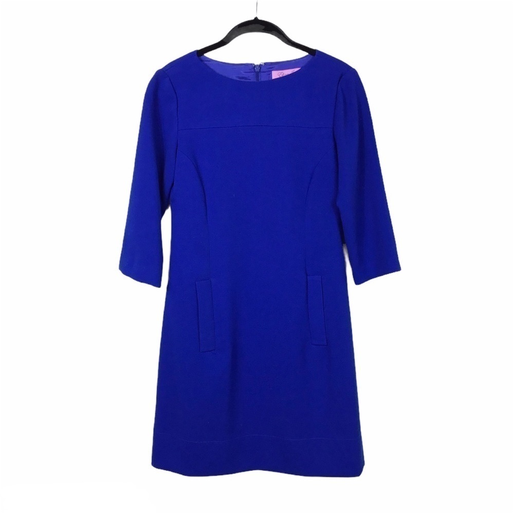 Eliza J Cobalt Blue 3/4 Sleeve Pocket Crepe Dress